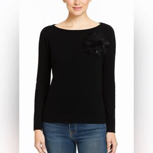 Lauren Hansen Cashmere Sweater with Feather Flower